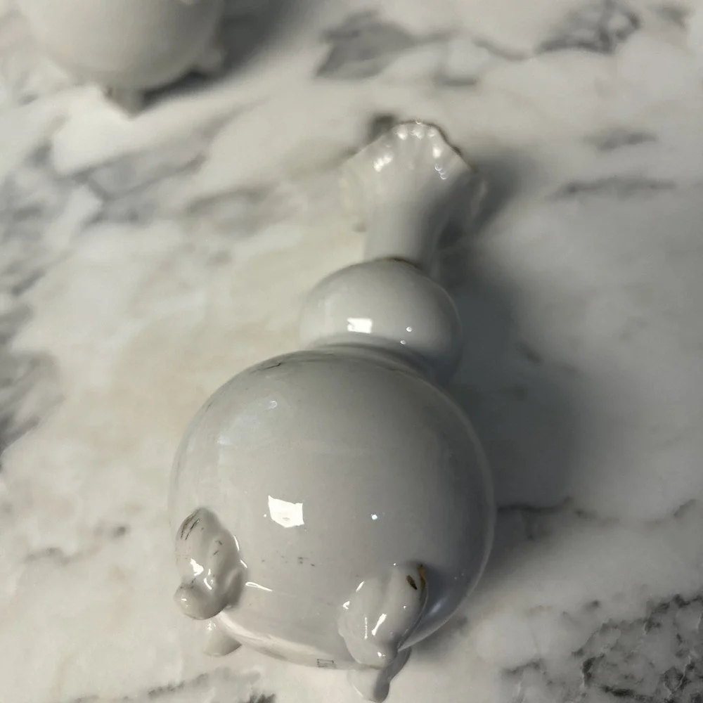 Floral Rose Victorian Bud Vase Old World Footed set of 2 Vintage Shabby Chic